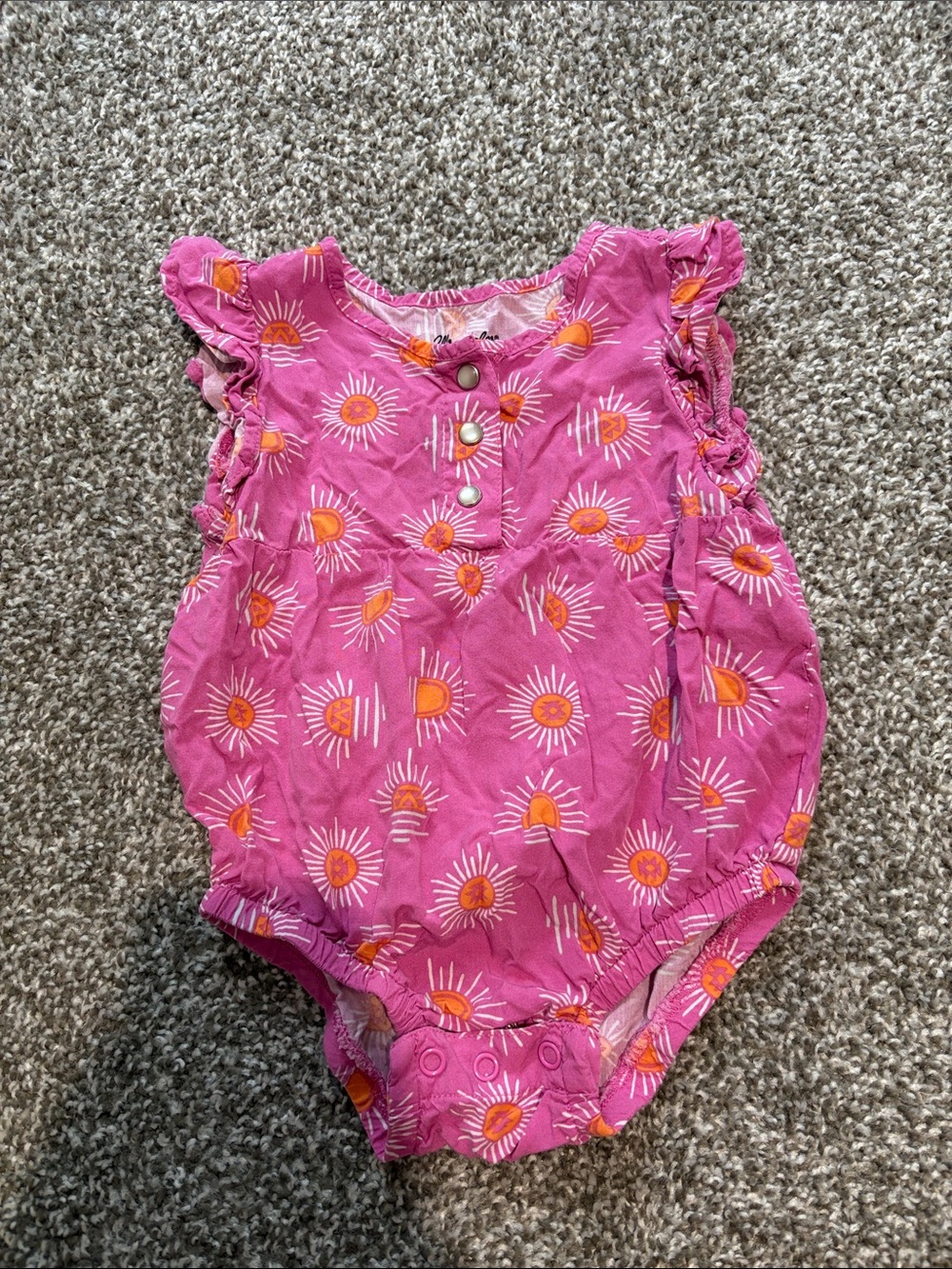 Wrangler Pink Sunburst Ruffle Baby One-Piece Romper